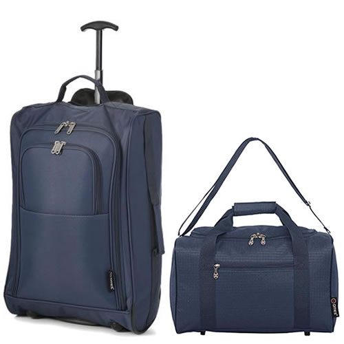 Travel Buddies Overseat 55x40x20cm & Underseat 35x20x20cm Cabin Bag Set Navy